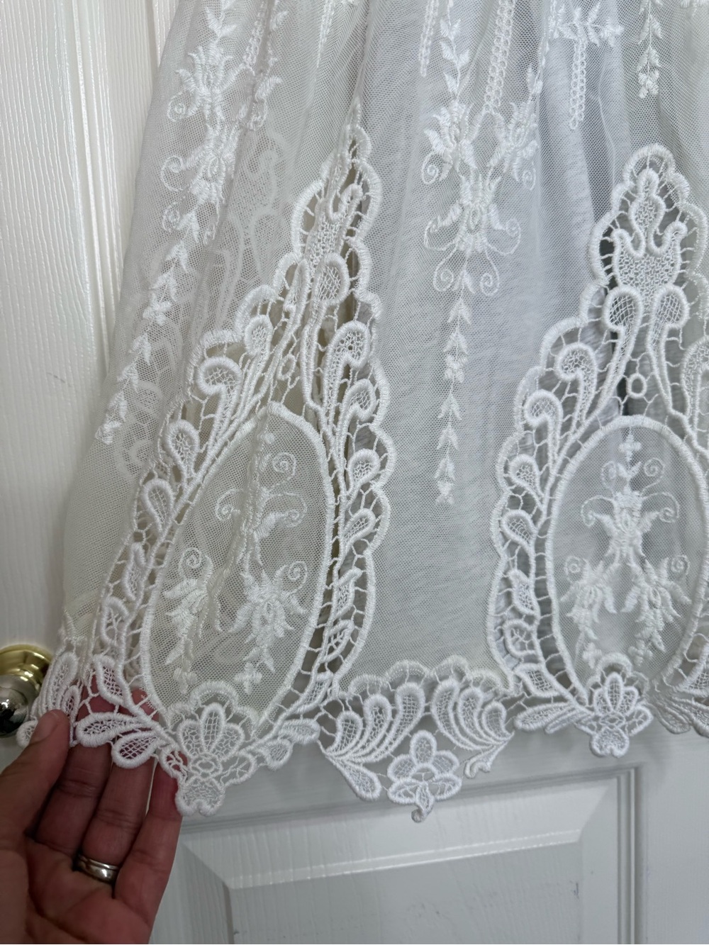 Sundance Embroidered Eyelet Lace Maxi Skirt Cream XL Lined Coquette Boho Prairie - Picture 4 of 11